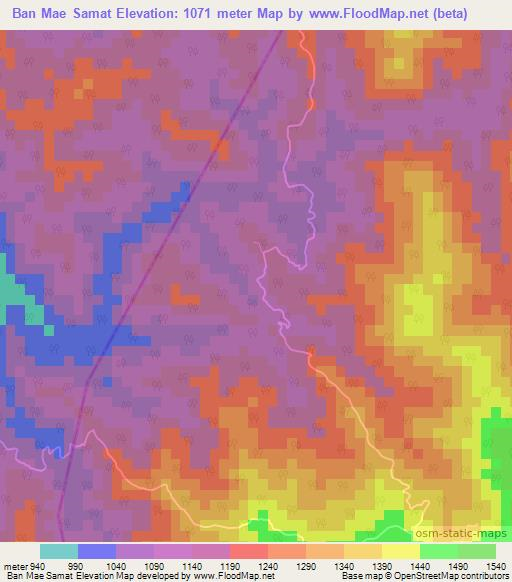 Ban Mae Samat,Thailand Elevation Map