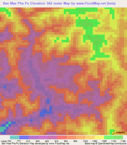 Ban Mae Pha Pu,Thailand Elevation Map