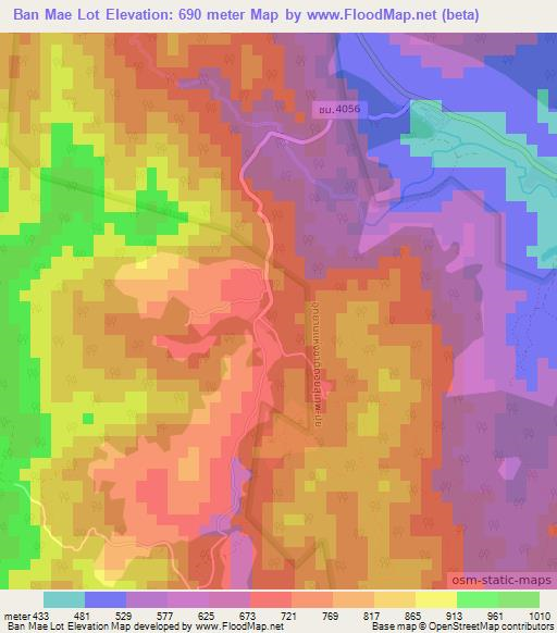 Ban Mae Lot,Thailand Elevation Map