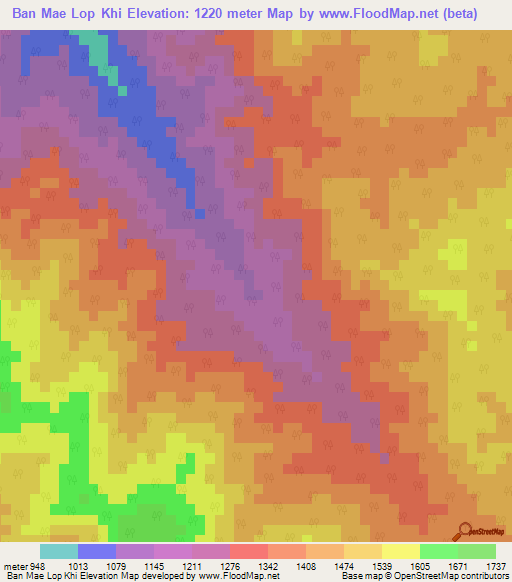Ban Mae Lop Khi,Thailand Elevation Map