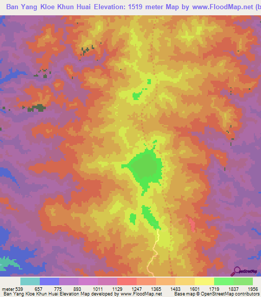 Ban Yang Kloe Khun Huai,Thailand Elevation Map