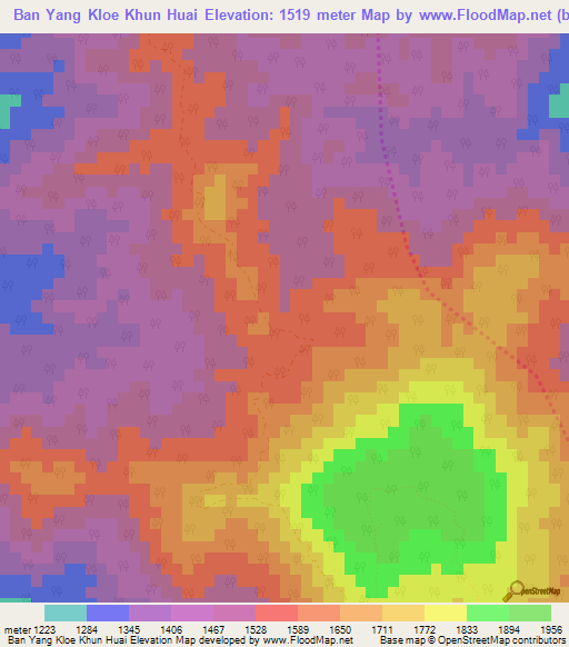 Ban Yang Kloe Khun Huai,Thailand Elevation Map