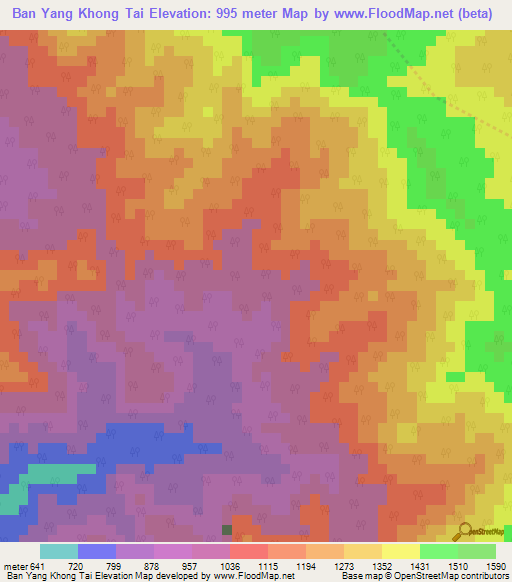Ban Yang Khong Tai,Thailand Elevation Map