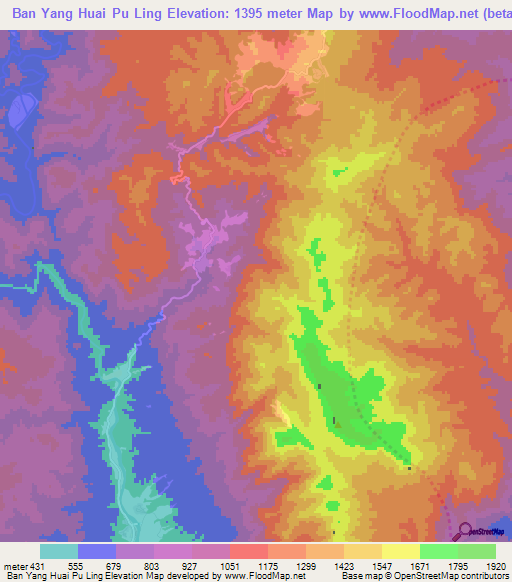 Ban Yang Huai Pu Ling,Thailand Elevation Map