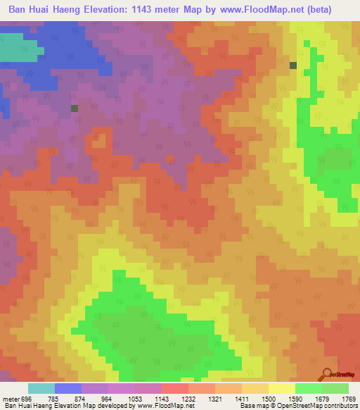 Ban Huai Haeng,Thailand Elevation Map