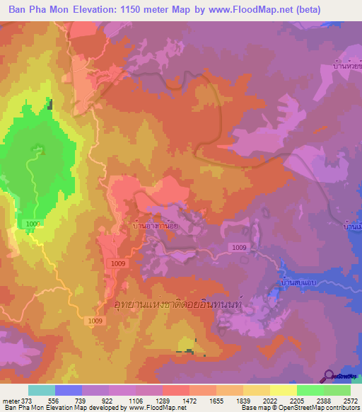 Ban Pha Mon,Thailand Elevation Map