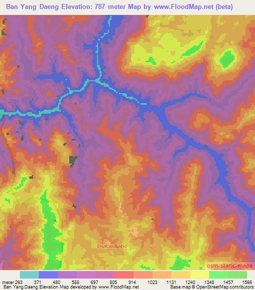 Ban Yang Daeng,Thailand Elevation Map