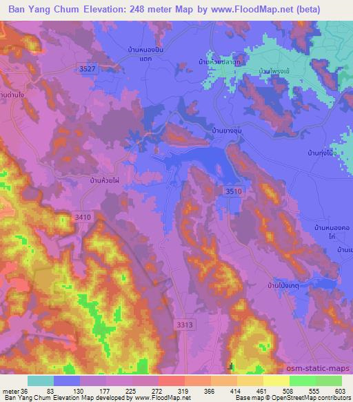 Ban Yang Chum,Thailand Elevation Map