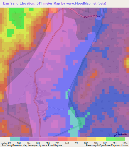 Ban Yang,Thailand Elevation Map
