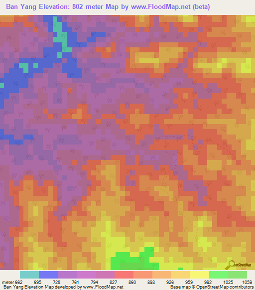 Ban Yang,Thailand Elevation Map