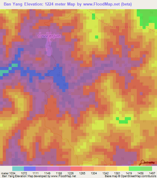 Ban Yang,Thailand Elevation Map