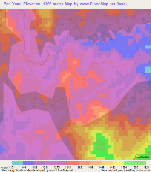 Ban Yang,Thailand Elevation Map