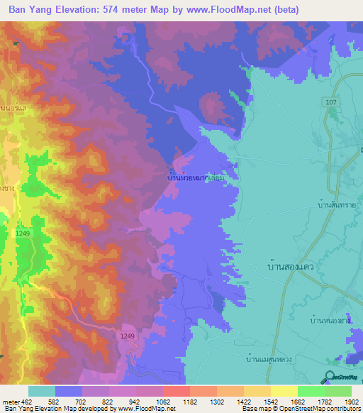 Ban Yang,Thailand Elevation Map