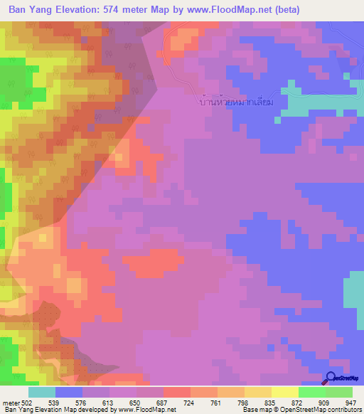 Ban Yang,Thailand Elevation Map