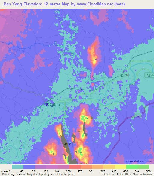 Ban Yang,Thailand Elevation Map