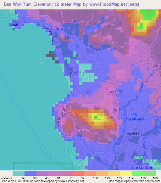 Ban Wok Tum,Thailand Elevation Map
