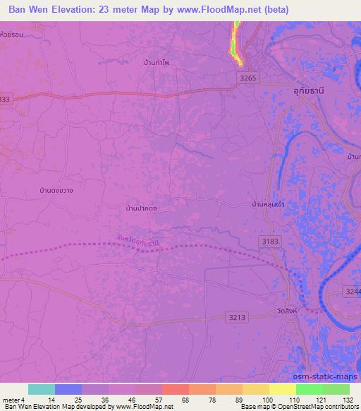 Ban Wen,Thailand Elevation Map