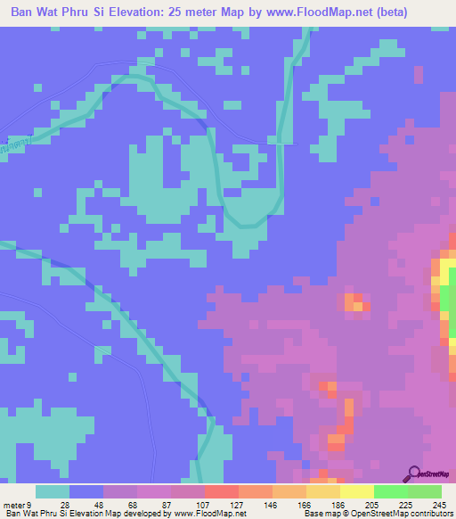 Ban Wat Phru Si,Thailand Elevation Map
