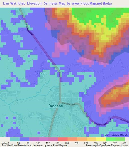 Ban Wat Khao,Thailand Elevation Map