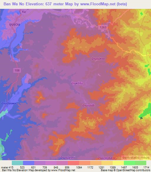 Ban Wa No,Thailand Elevation Map