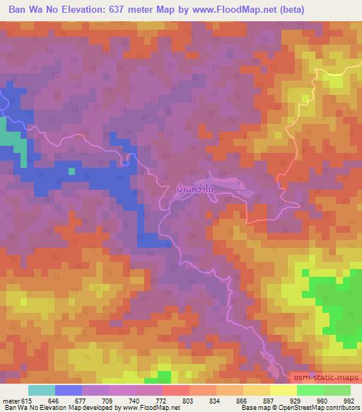 Ban Wa No,Thailand Elevation Map