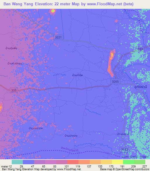 Ban Wang Yang,Thailand Elevation Map