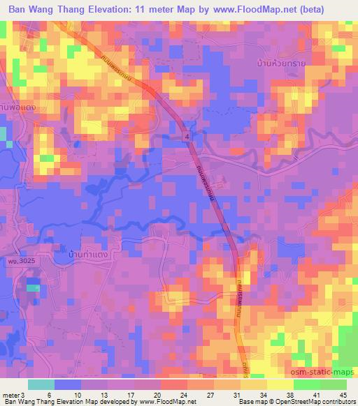 Ban Wang Thang,Thailand Elevation Map