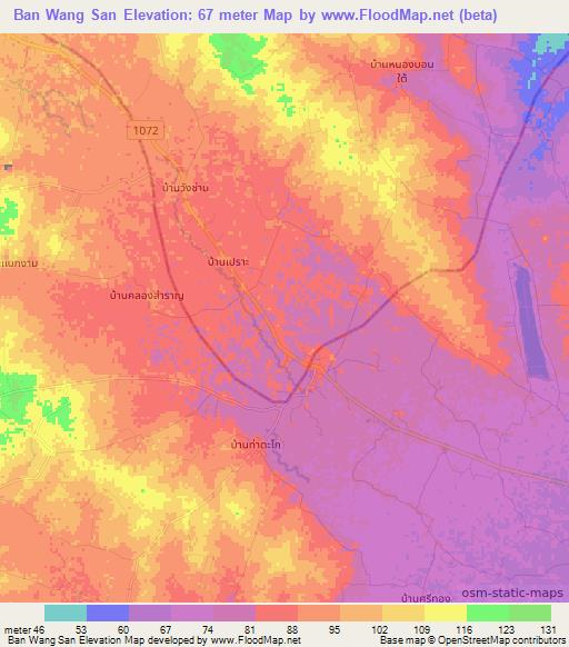 Ban Wang San,Thailand Elevation Map