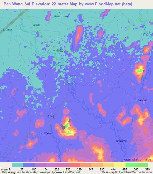 Ban Wang Sai,Thailand Elevation Map