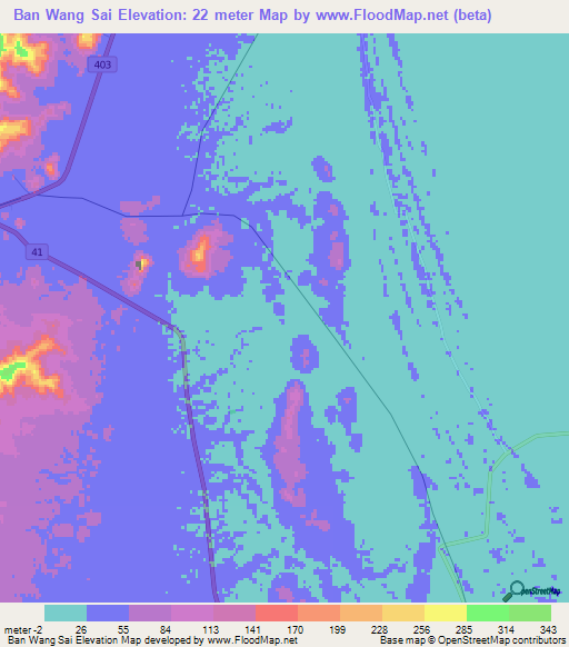 Ban Wang Sai,Thailand Elevation Map