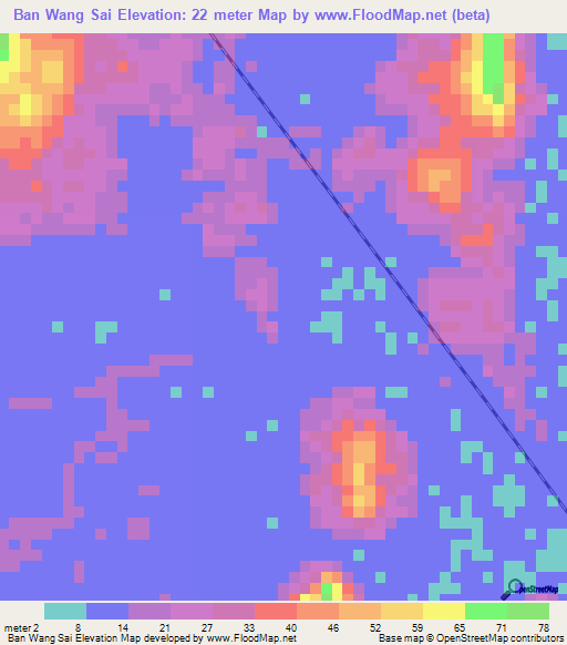 Ban Wang Sai,Thailand Elevation Map