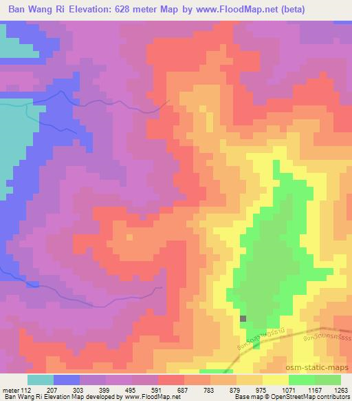 Ban Wang Ri,Thailand Elevation Map