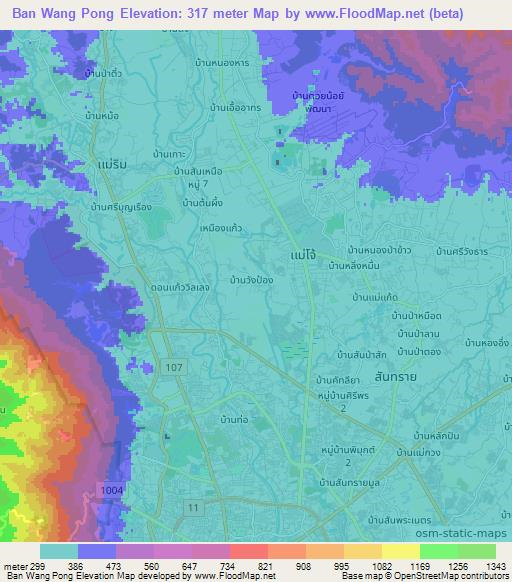 Ban Wang Pong,Thailand Elevation Map