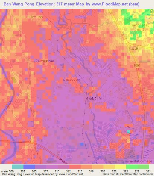 Ban Wang Pong,Thailand Elevation Map
