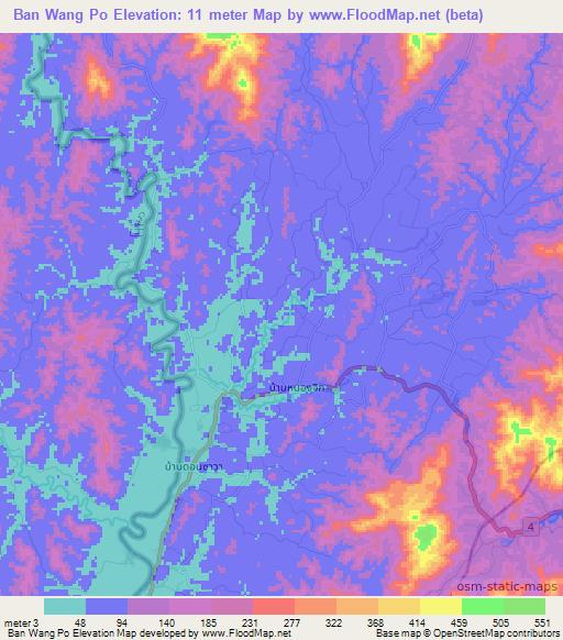 Ban Wang Po,Thailand Elevation Map