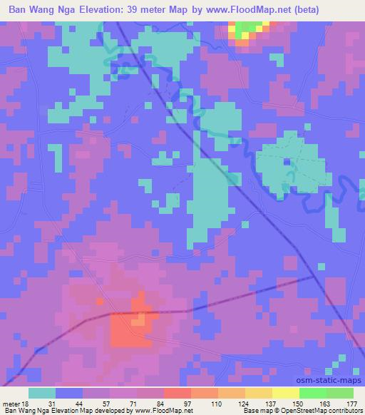 Ban Wang Nga,Thailand Elevation Map