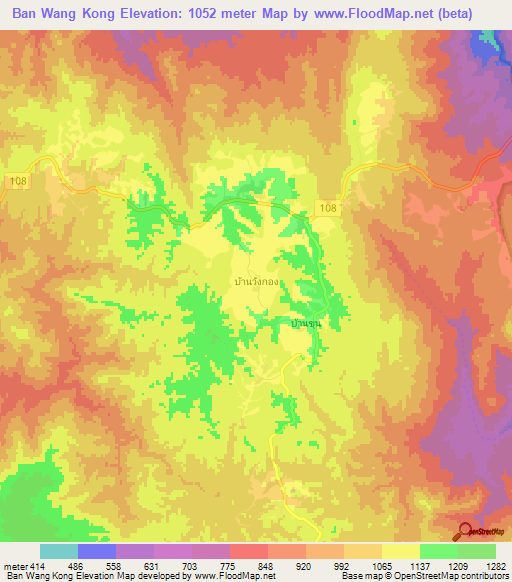 Ban Wang Kong,Thailand Elevation Map