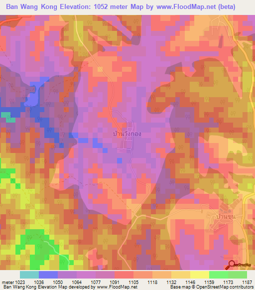Ban Wang Kong,Thailand Elevation Map