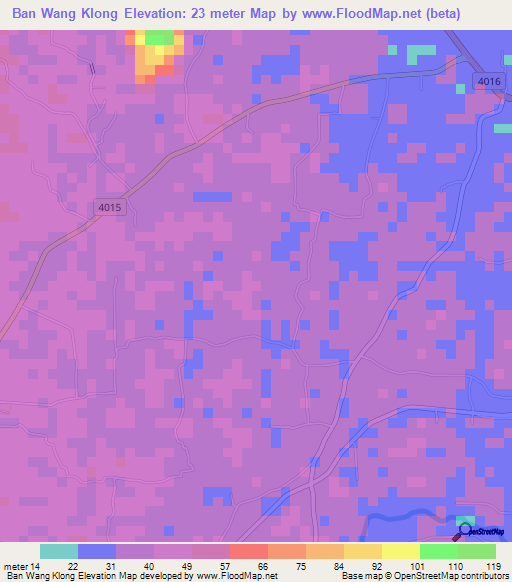 Ban Wang Klong,Thailand Elevation Map