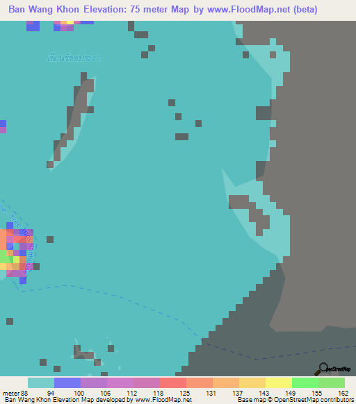 Ban Wang Khon,Thailand Elevation Map