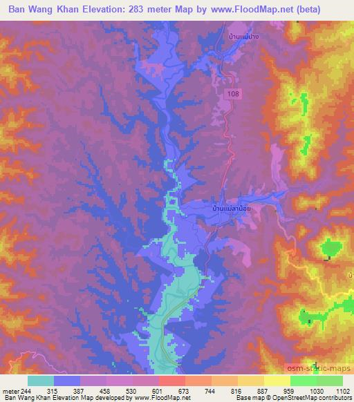 Ban Wang Khan,Thailand Elevation Map