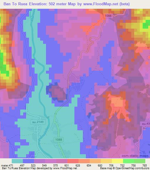 Ban To Ruea,Thailand Elevation Map