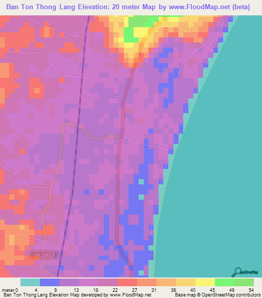 Ban Ton Thong Lang,Thailand Elevation Map