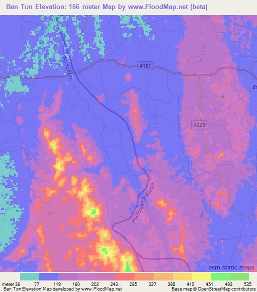 Ban Ton,Thailand Elevation Map