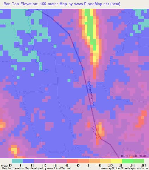 Ban Ton,Thailand Elevation Map