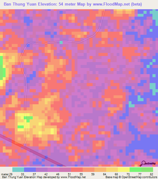 Ban Thung Yuan,Thailand Elevation Map