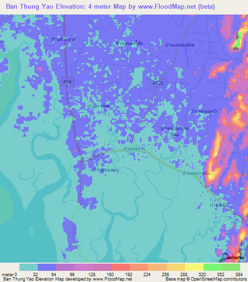 Ban Thung Yao,Thailand Elevation Map
