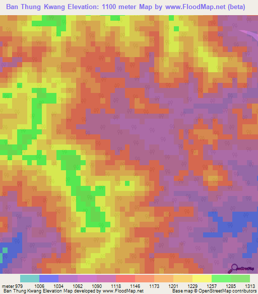 Ban Thung Kwang,Thailand Elevation Map