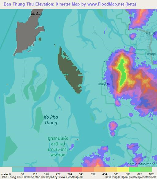 Ban Thung Thu,Thailand Elevation Map
