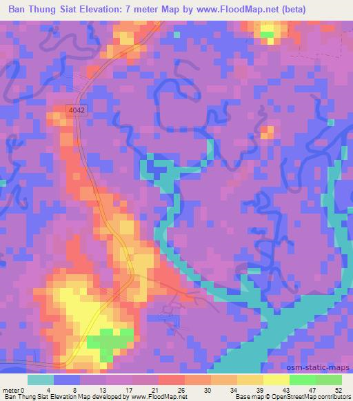 Ban Thung Siat,Thailand Elevation Map